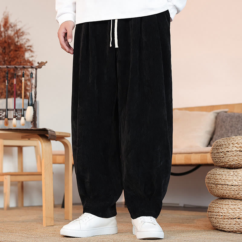Buddha Stones Lässige, einfarbige, schlichte Herren-Baumwollhose mit Taschen - Schwarz - US/ UK/AU46，EU56 (5XL) - image 9