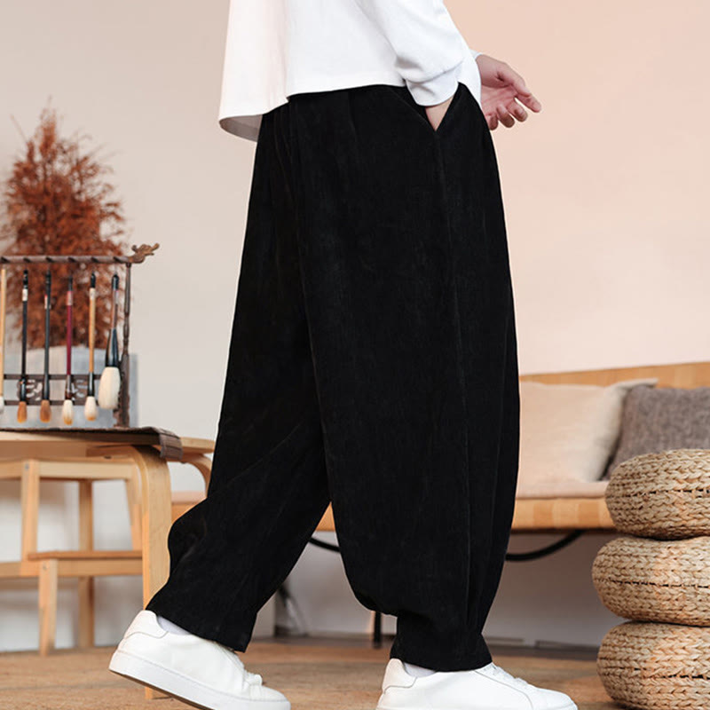 Buddha Stones Lässige, einfarbige, schlichte Herren-Baumwollhose mit Taschen - image 15