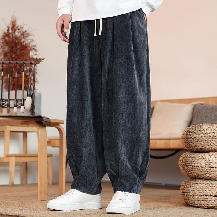 Buddha Stones Lässige, einfarbige, schlichte Herren-Baumwollhose mit Taschen - image 20