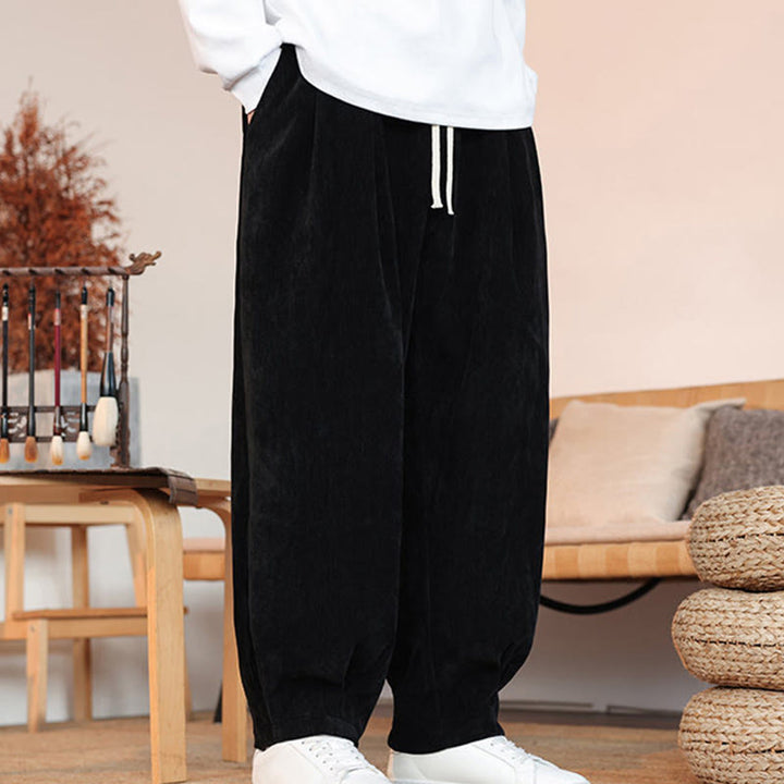 Buddha Stones Lässige, einfarbige, schlichte Herren-Baumwollhose mit Taschen - image 13