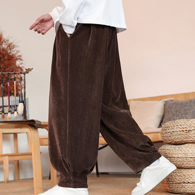 Buddha Stones Lässige, einfarbige, schlichte Herren-Baumwollhose mit Taschen - image 4