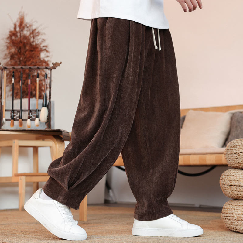 Buddha Stones Lässige, einfarbige, schlichte Herren-Baumwollhose mit Taschen - image 6