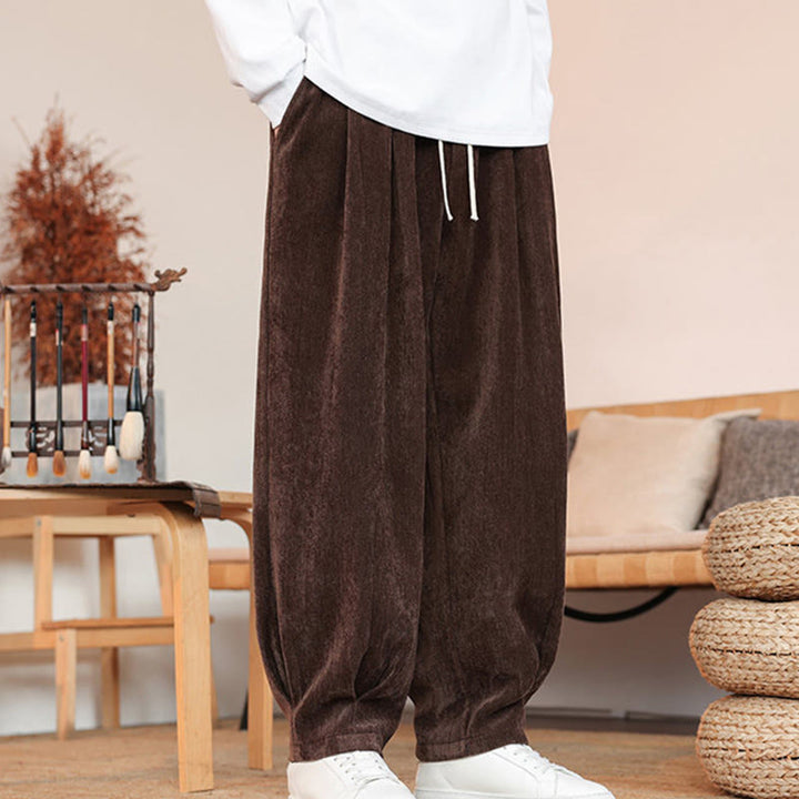 Buddha Stones Lässige, einfarbige, schlichte Herren-Baumwollhose mit Taschen - image 7