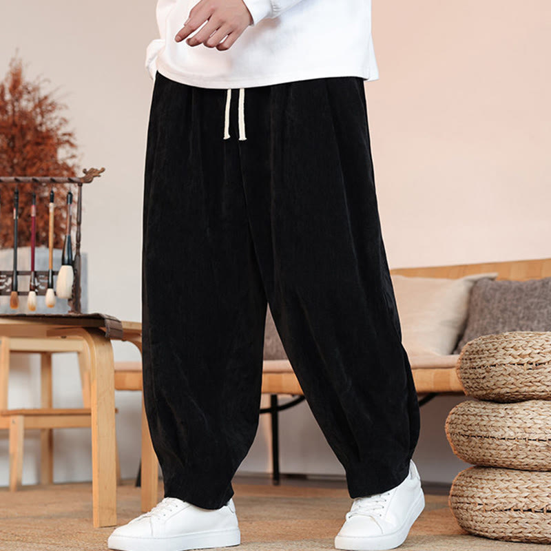 Buddha Stones Lässige, einfarbige, schlichte Herren-Baumwollhose mit Taschen - image 12