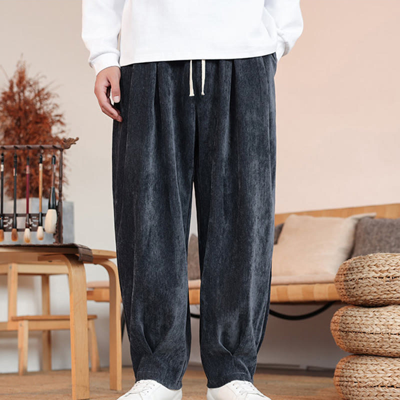 Buddha Stones Lässige, einfarbige, schlichte Herren-Baumwollhose mit Taschen - image 18