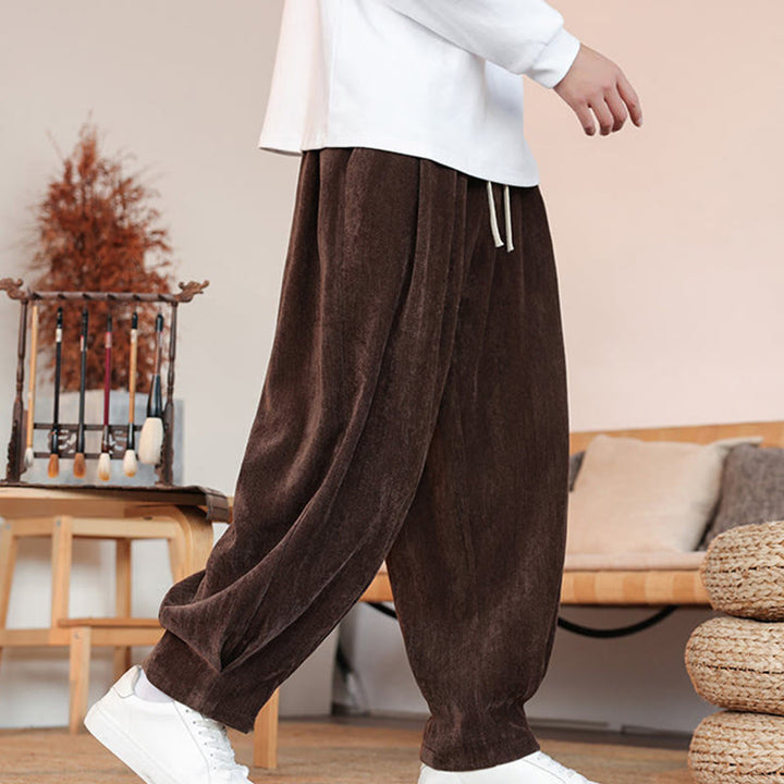 Buddha Stones Lässige, einfarbige, schlichte Herren-Baumwollhose mit Taschen - image 8