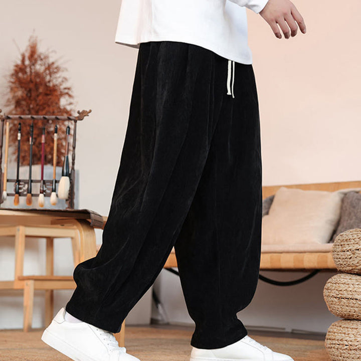 Buddha Stones Lässige, einfarbige, schlichte Herren-Baumwollhose mit Taschen - image 11