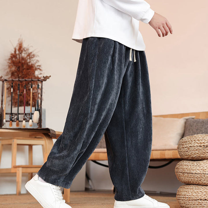 Buddha Stones Lässige, einfarbige, schlichte Herren-Baumwollhose mit Taschen - image 21