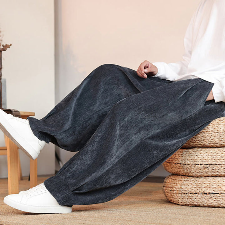 Buddha Stones Lässige, einfarbige, schlichte Herren-Baumwollhose mit Taschen - image 24