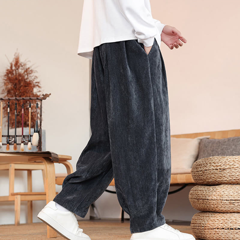 Buddha Stones Lässige, einfarbige, schlichte Herren-Baumwollhose mit Taschen - image 23