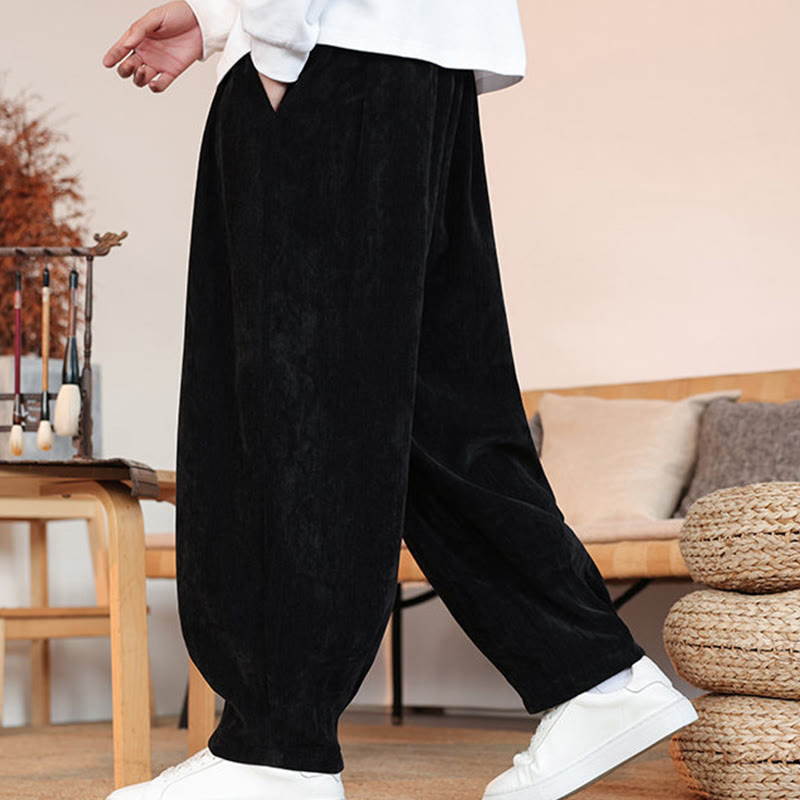 Buddha Stones Lässige, einfarbige, schlichte Herren-Baumwollhose mit Taschen - image 14