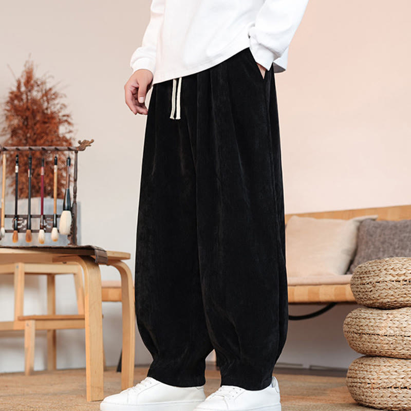 Buddha Stones Lässige, einfarbige, schlichte Herren-Baumwollhose mit Taschen - image 16