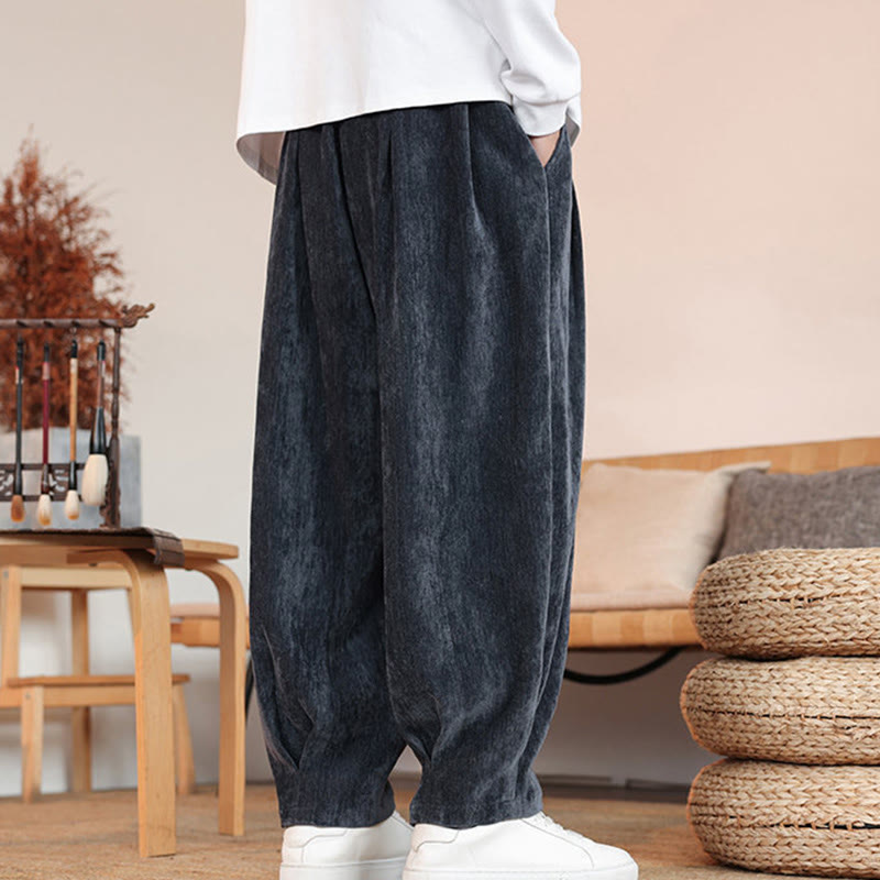 Buddha Stones Lässige, einfarbige, schlichte Herren-Baumwollhose mit Taschen - image 22