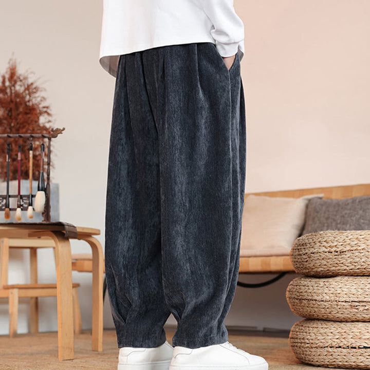 Buddha Stones Lässige, einfarbige, schlichte Herren-Baumwollhose mit Taschen - image 22