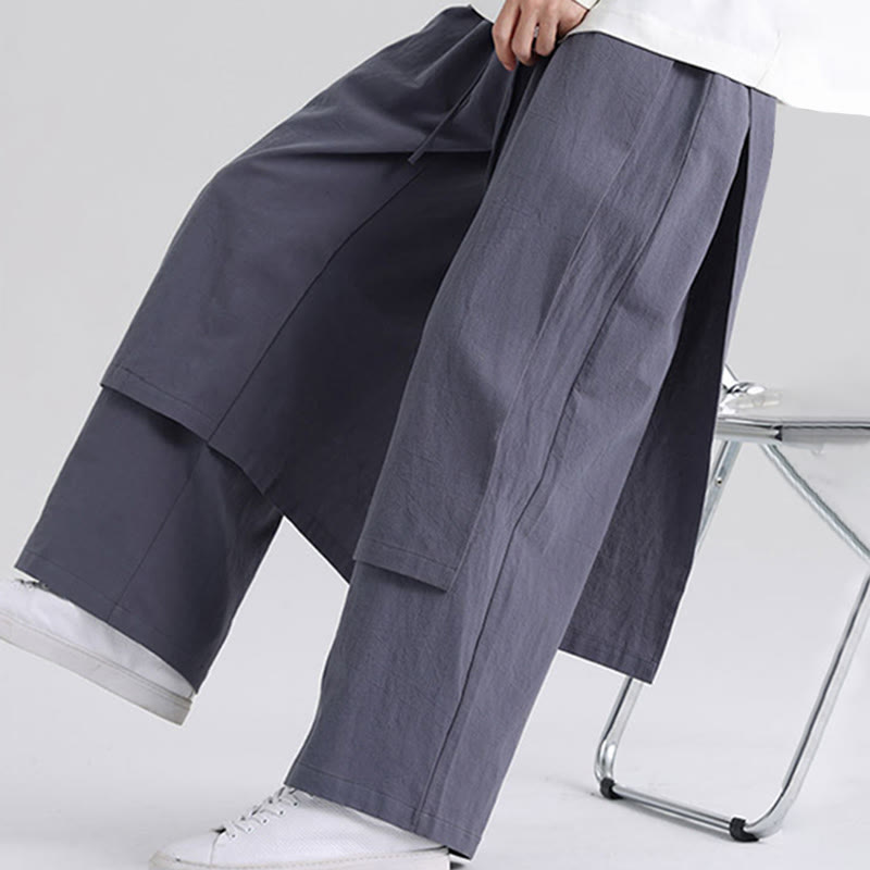 Buddha Stones Plain Patchwork Design Herren Baumwollhose mit Taschen - image 6
