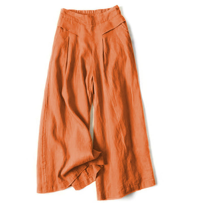 Buddha Stones – Unifarbene Hose aus Baumwollleinen mit hoher Taille und weitem Bein und Taschen - Orange - US16， UK/AU20，EU48 (3XL) - image 20
