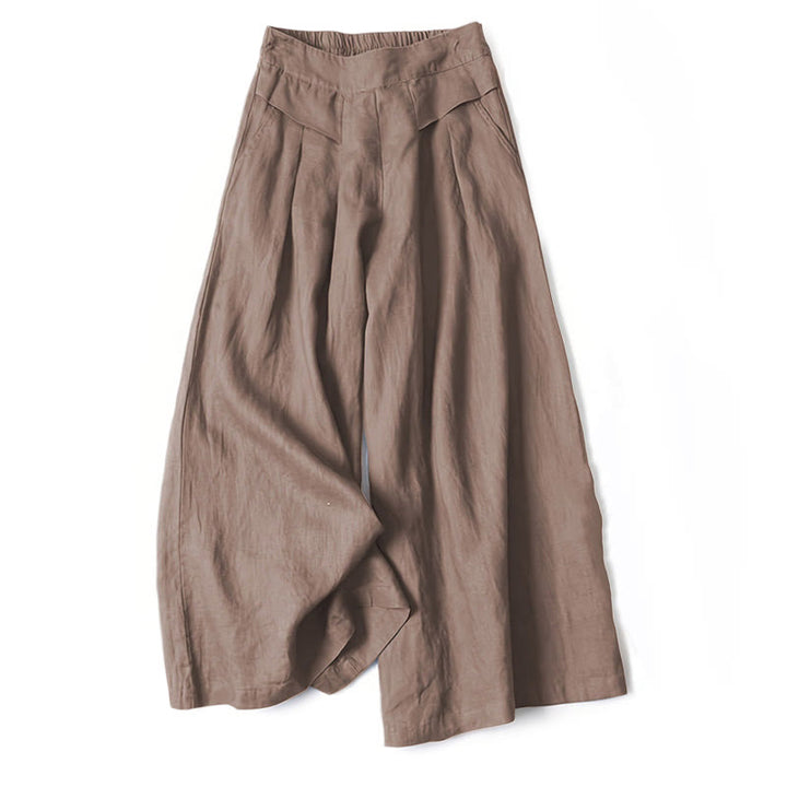 Buddha Stones – Unifarbene Hose aus Baumwollleinen mit hoher Taille und weitem Bein und Taschen - Sienna - US16， UK/AU20，EU48 (3XL) - image 8