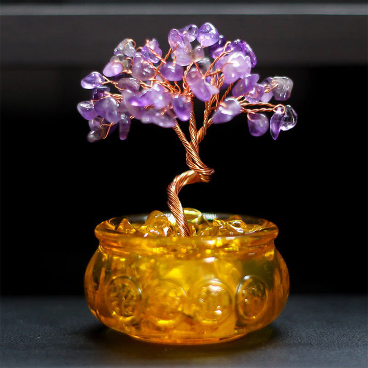 Buddha Stones, verschiedene Kristalle, Citrin, Amethyst, rosa Kristall, Baum, Wohlstand, Heimdekoration - Amethyst 6*10cm - image 2
