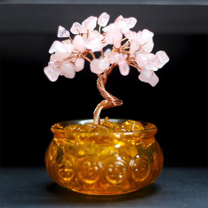 Buddha Stones, verschiedene Kristalle, Citrin, Amethyst, rosa Kristall, Baum, Wohlstand, Heimdekoration - Rosa Kristall 6*10cm - image 4