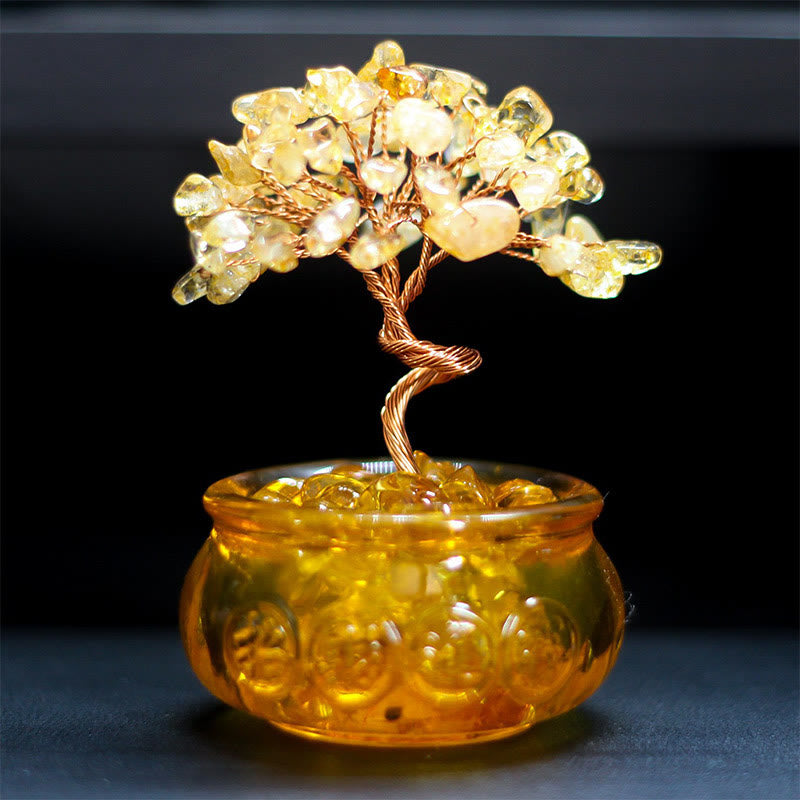 Buddha Stones, verschiedene Kristalle, Citrin, Amethyst, rosa Kristall, Baum, Wohlstand, Heimdekoration - Citrin 6 x 10 cm - image 0