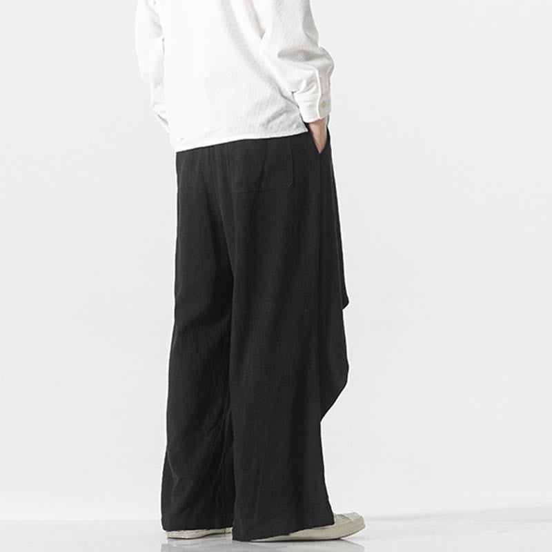 Buddha Stones Asymmetrisches Patch-Design Schlichte Herren-Baumwollhose mit Taschen - image 18