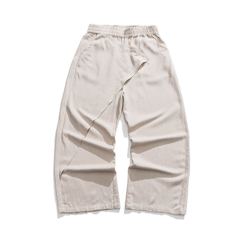 Buddha Stones Asymmetrisches Patch-Design Schlichte Herren-Baumwollhose mit Taschen - Leinen - US/ UK/AU46，EU56 (5XL) - image 19