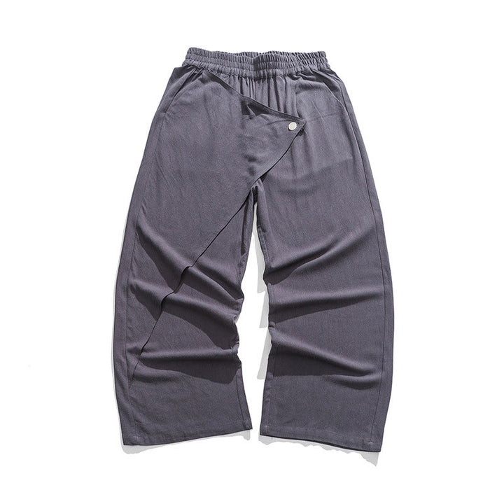 Buddha Stones Asymmetrisches Patch-Design Schlichte Herren-Baumwollhose mit Taschen - Hellschiefergrau - US/ UK/AU46, EU56 (5XL) - image 1