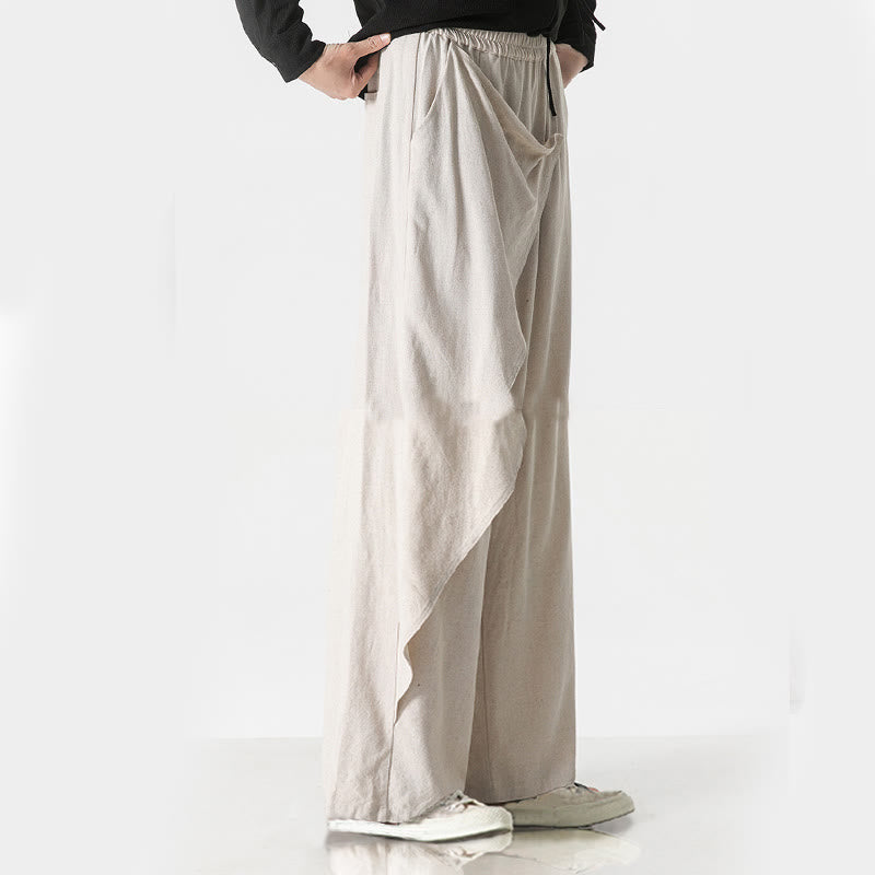 Buddha Stones Asymmetrisches Patch-Design Schlichte Herren-Baumwollhose mit Taschen - image 29