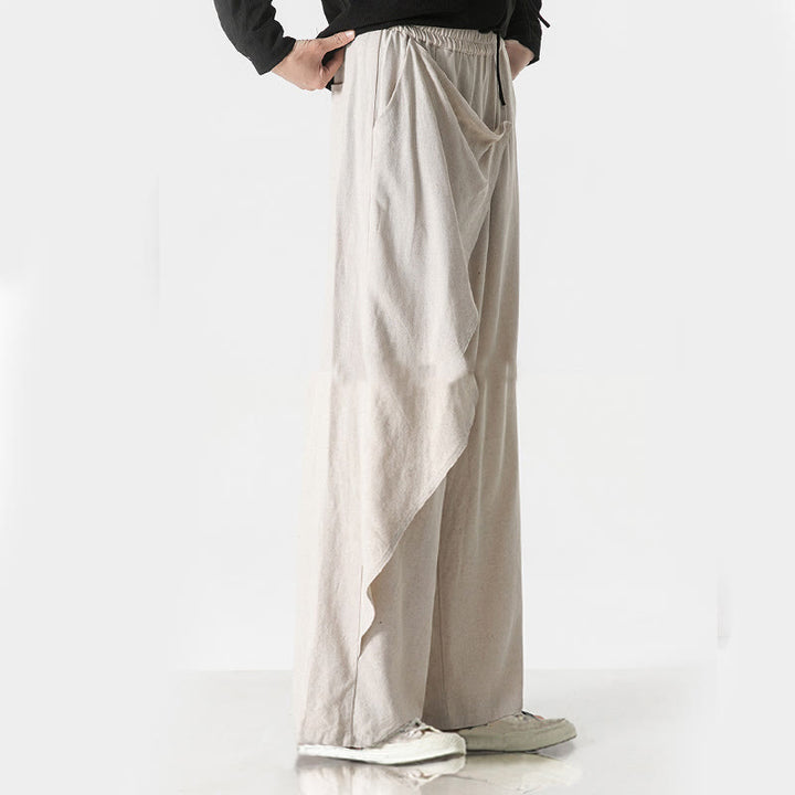 Buddha Stones Asymmetrisches Patch-Design Schlichte Herren-Baumwollhose mit Taschen - image 29