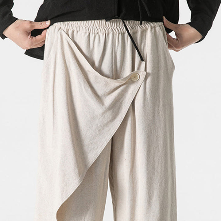 Buddha Stones Asymmetrisches Patch-Design Schlichte Herren-Baumwollhose mit Taschen - image 30