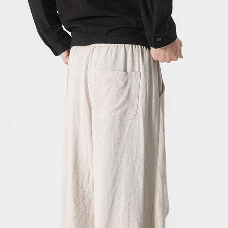 Buddha Stones Asymmetrisches Patch-Design Schlichte Herren-Baumwollhose mit Taschen - image 31