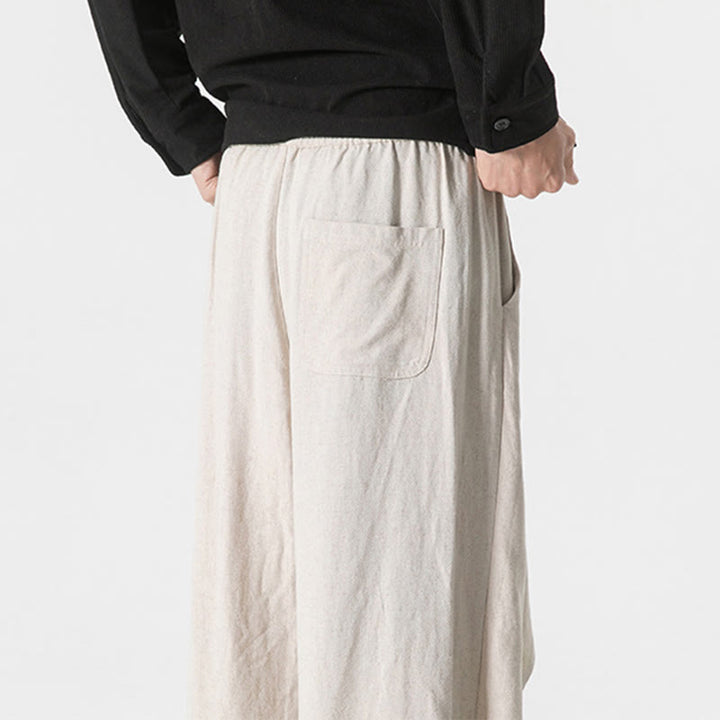 Buddha Stones Asymmetrisches Patch-Design Schlichte Herren-Baumwollhose mit Taschen - image 31
