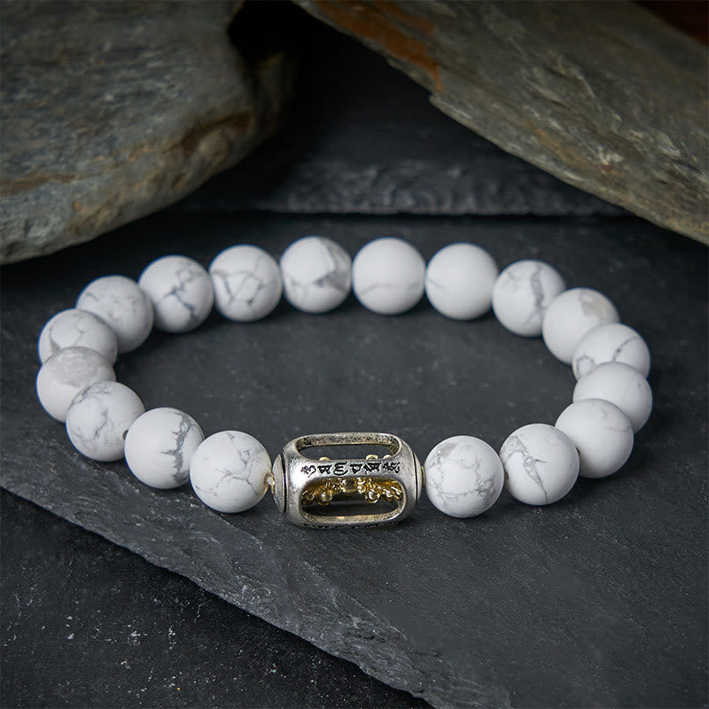 Buddha Stones, natürliche weiße Türkis-Perle, Om Mani Padme Hum, Segensarmband - image 1