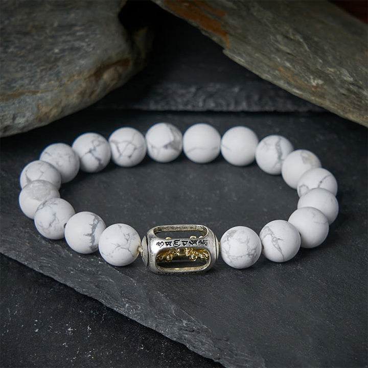 Buddha Stones, natürliche weiße Türkis-Perle, Om Mani Padme Hum, Segensarmband - image 1