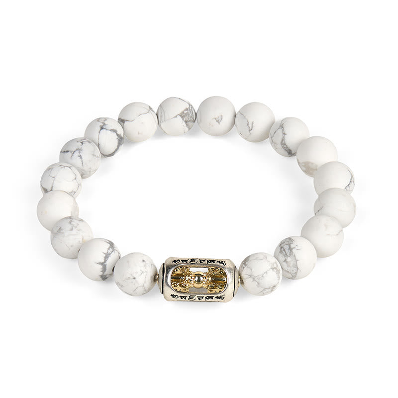 Buddha Stones, natürliche weiße Türkis-Perle, Om Mani Padme Hum, Segensarmband - image 4