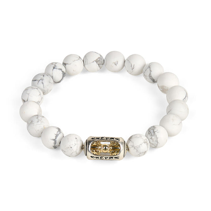 Buddha Stones, natürliche weiße Türkis-Perle, Om Mani Padme Hum, Segensarmband - image 4