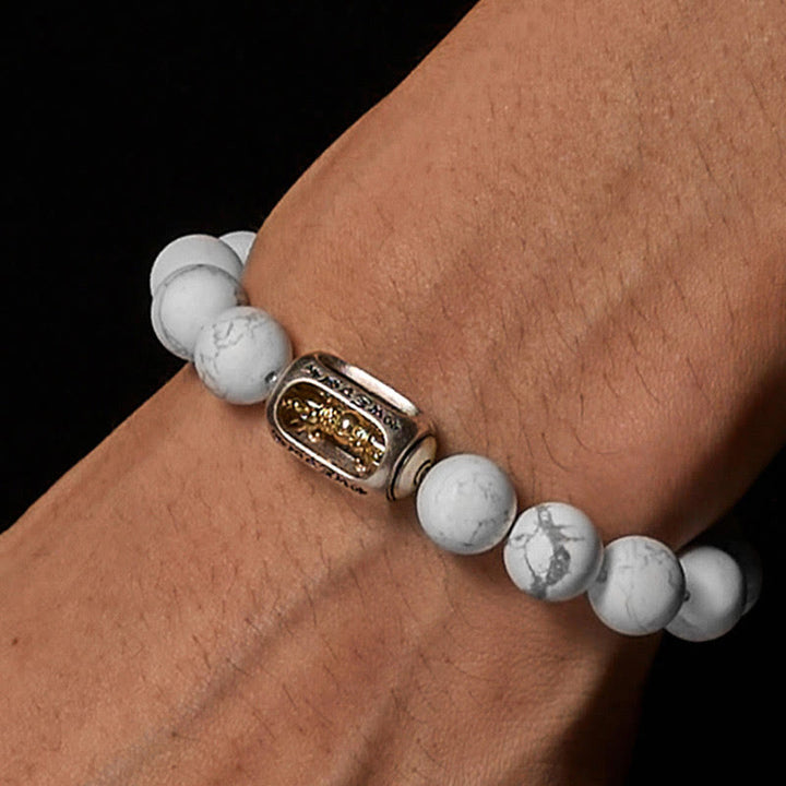 Buddha Stones, natürliche weiße Türkis-Perle, Om Mani Padme Hum, Segensarmband - image 2