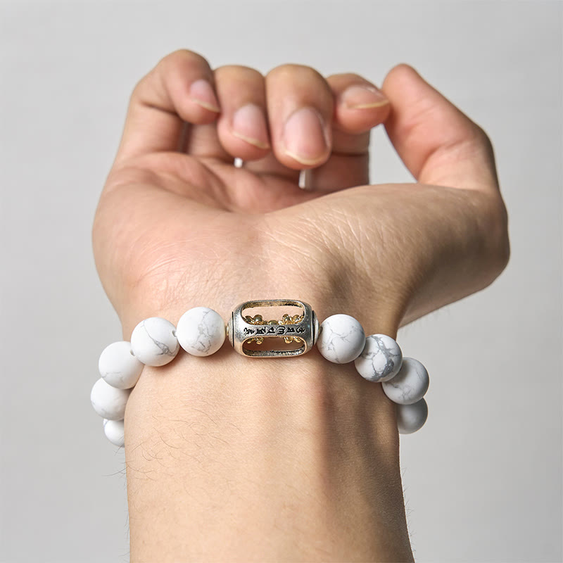 Buddha Stones, natürliche weiße Türkis-Perle, Om Mani Padme Hum, Segensarmband - image 3