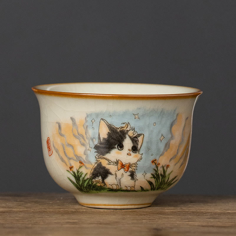 Buddha Stones Süße Fliege Katze Teetasse Kung Fu Teetasse - Katze 5,8 cm * 4 cm * 65 ml - image 1