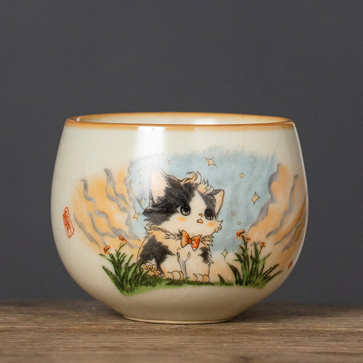 Buddha Stones Süße Fliege Katze Teetasse Kung Fu Teetasse - Katze 6 cm * 4,7 cm * 70 ml - image 0
