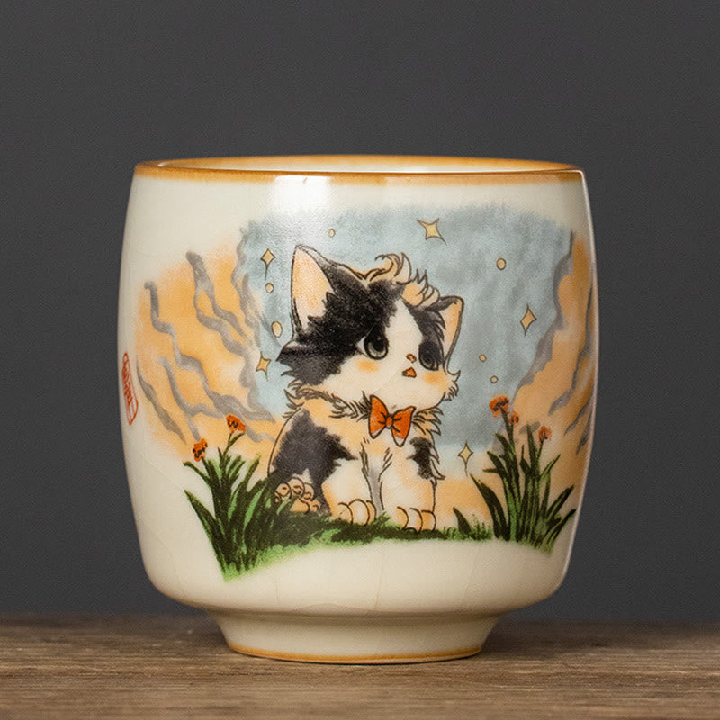 Buddha Stones Süße Fliege Katze Teetasse Kung Fu Teetasse - Katze 5,8 cm * 6,1 cm * 95 ml - image 10