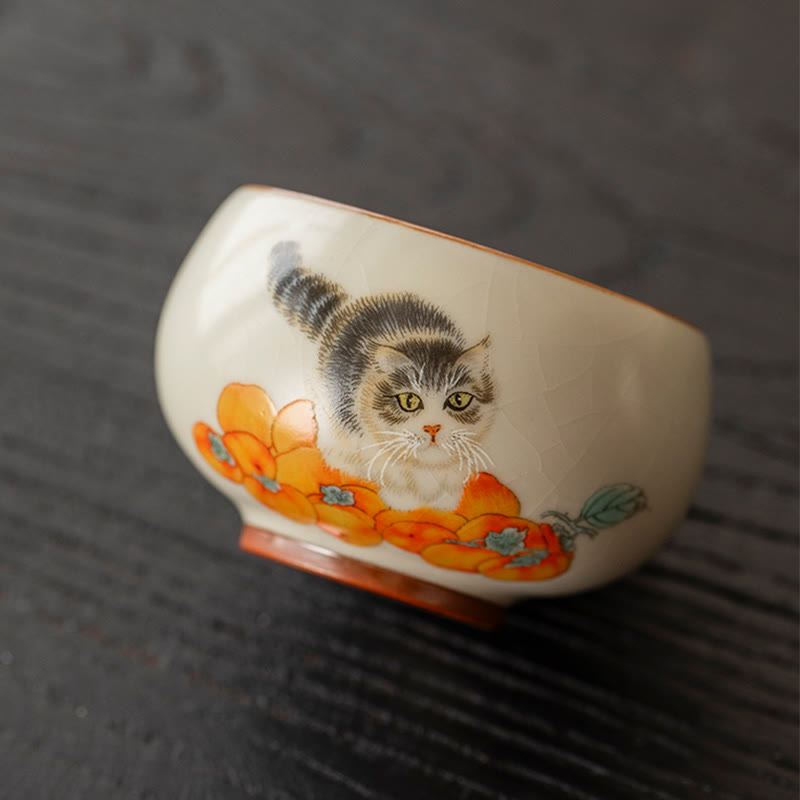 Buddha Stones Süße Persimmon Katze Teetasse Kung Fu Teetasse - image 2