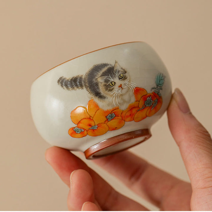 Buddha Stones Süße Persimmon Katze Teetasse Kung Fu Teetasse - image 4