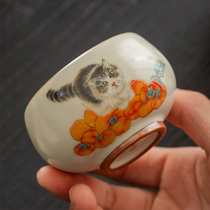 Buddha Stones Süße Persimmon Katze Teetasse Kung Fu Teetasse - image 3
