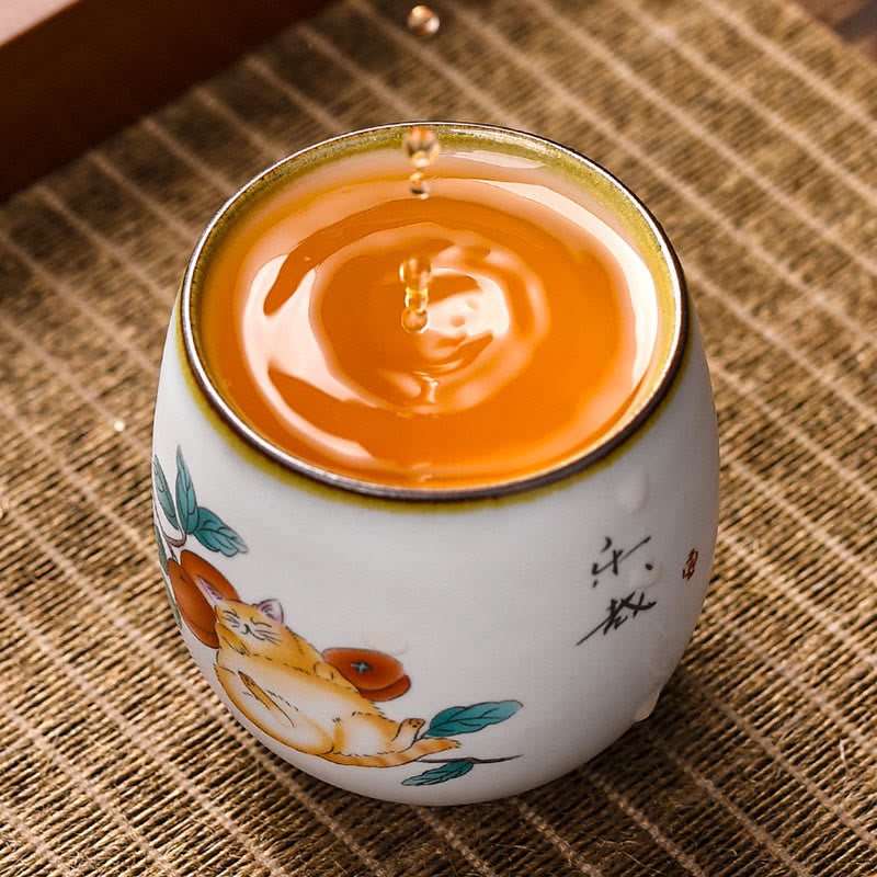 Buddha Stones, niedliche liegende Katze, Zweige, Teetasse, Kung-Fu-Teetasse - image 5