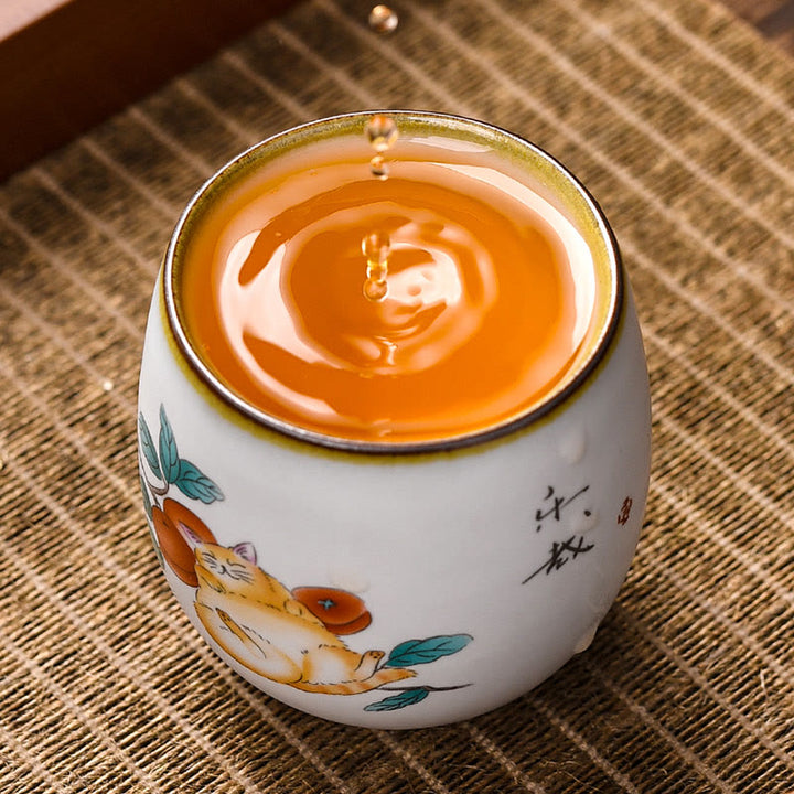 Buddha Stones, niedliche liegende Katze, Zweige, Teetasse, Kung-Fu-Teetasse - image 5