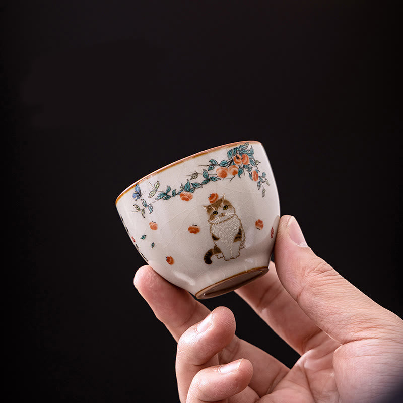 Buddha Stones Süße Katze Schmetterling Teetasse Kung Fu Teetasse - image 2