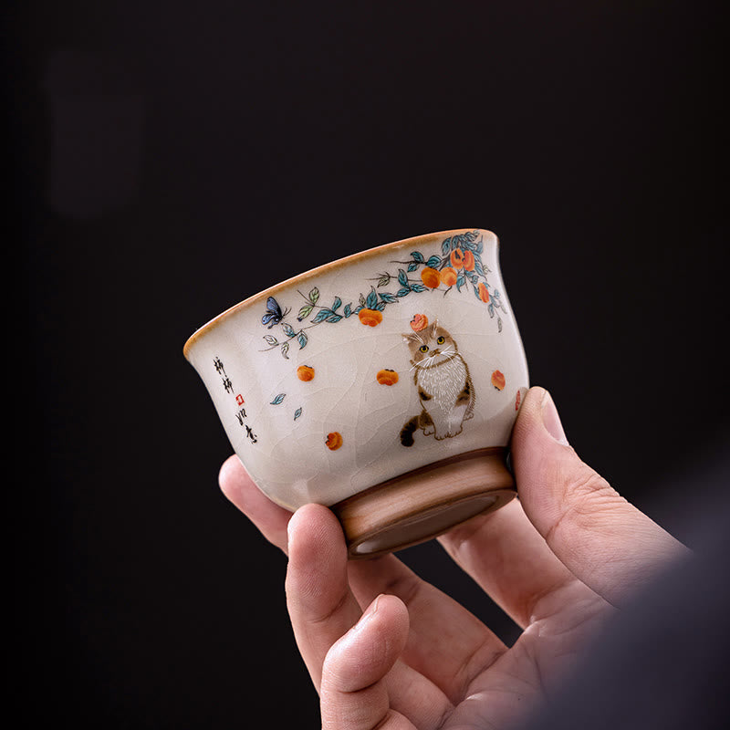 Buddha Stones Süße Katze Schmetterling Teetasse Kung Fu Teetasse - image 8