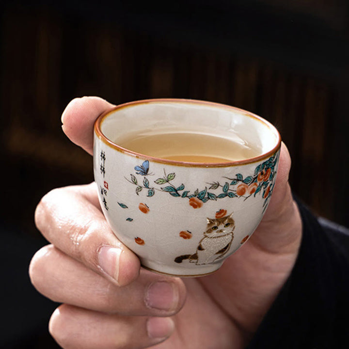 Buddha Stones Süße Katze Schmetterling Teetasse Kung Fu Teetasse - image 4