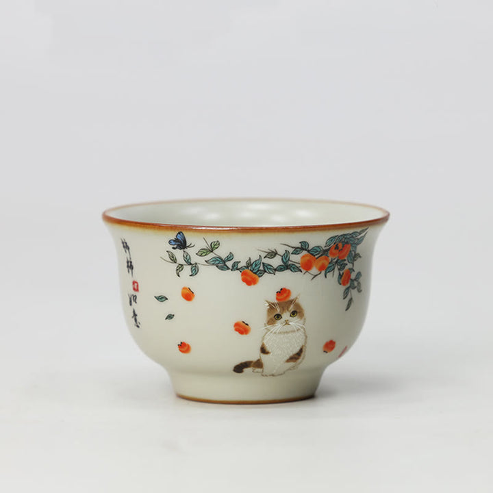 Buddha Stones Süße Katze Schmetterling Teetasse Kung Fu Teetasse - Katze 2,67 Zoll * 1,69 Zoll * 2,2 oz (6,8 cm * 4,3 cm * 65 ml) - image 10